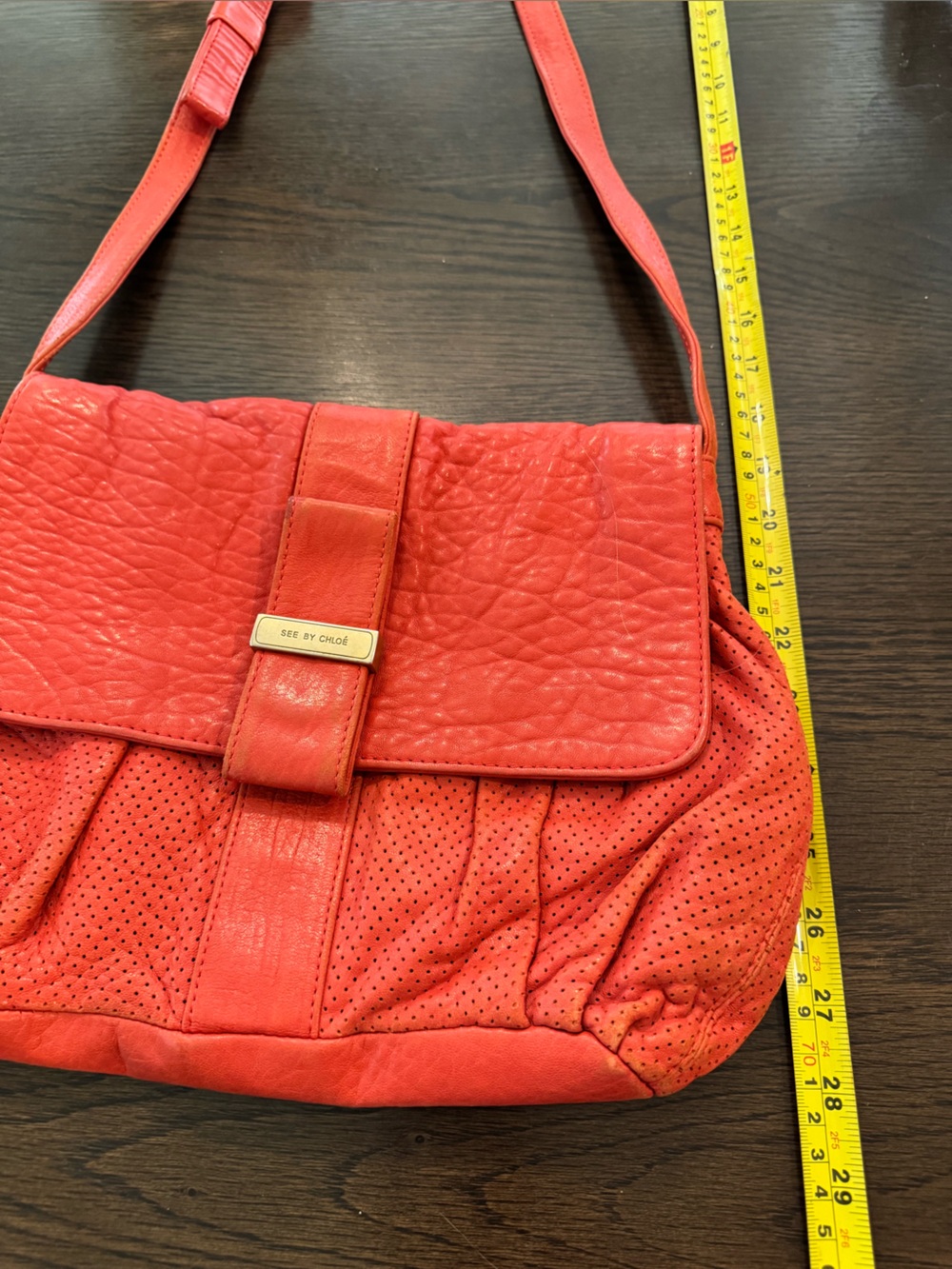See by Chloe Red Coral Women's Crossbody Bag with Front Flap Vintage - Picture 12 of 13
